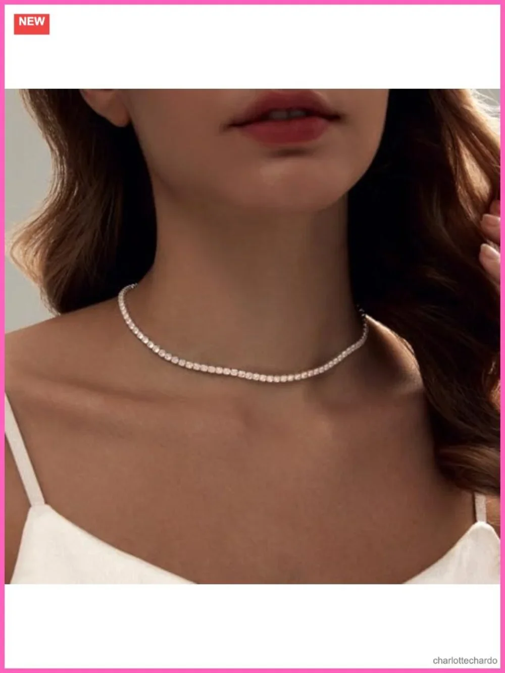 14K Gold Plated Rhinestone Butterfly Choker Tennis Necklace for Women Dainty